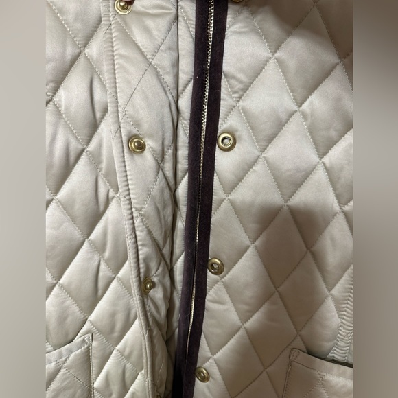 COACH Women’s Jacket-Size Small Tan-Quilted Rabbit Fur Collar-Gold Snaps - Picture 6 of 10